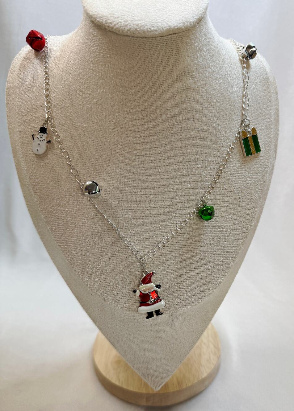 New Christmas Holiday Charm Necklace 36" Long Santa Snowman Bells Tree N143